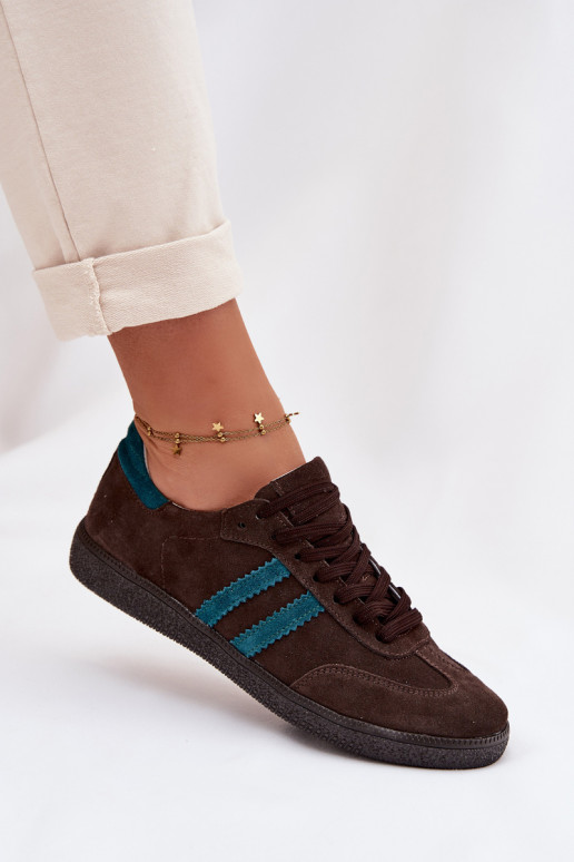 Zazoo N1068 zamšādas Zems Sneakers modeļa apavi Sieviešu CzekoladoIne