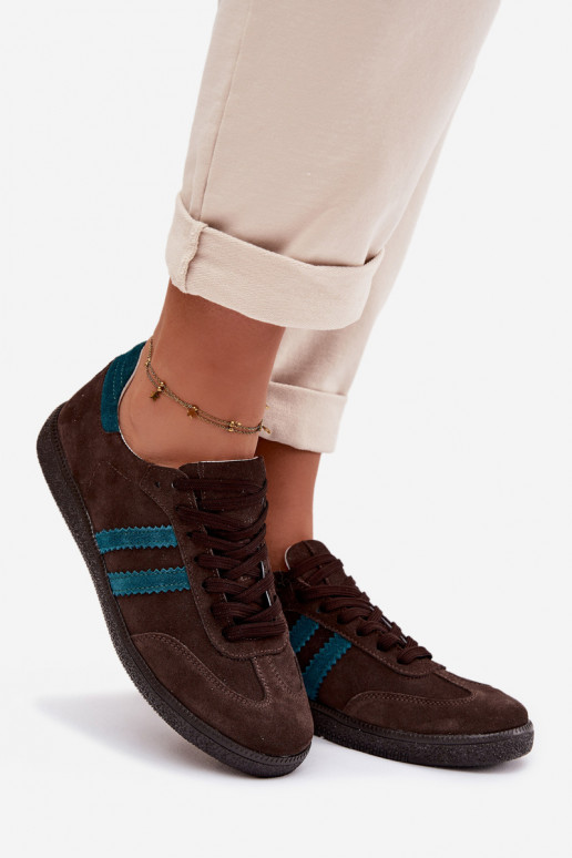 Zazoo N1068 zamšādas Zems Sneakers modeļa apavi Sieviešu CzekoladoIne