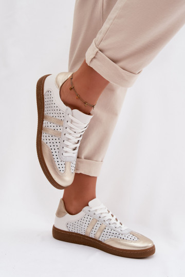 Āda Ažūrs Sneakers modeļa apavi Sieviešu Zazoo N1318 pelēkas -Zelta krāsas