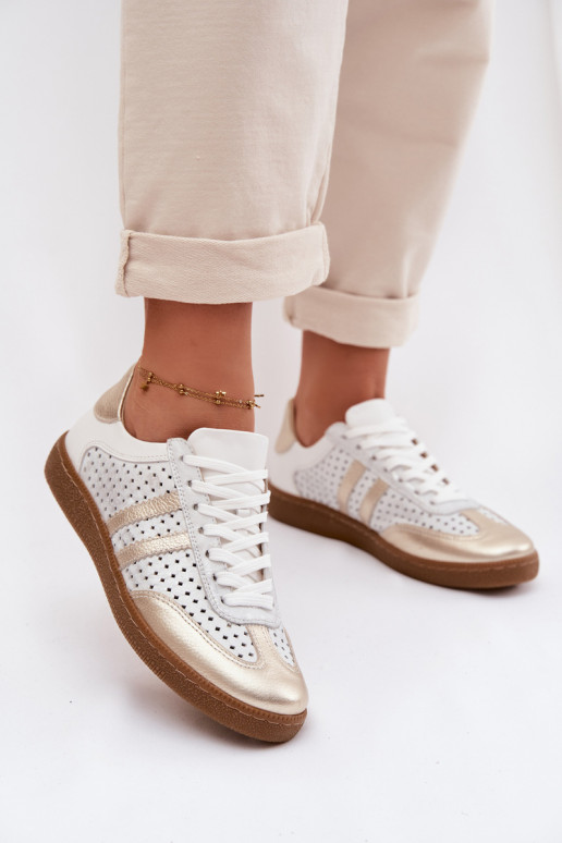 Āda Ažūrs Sneakers modeļa apavi Sieviešu Zazoo N1318 pelēkas -Zelta krāsas