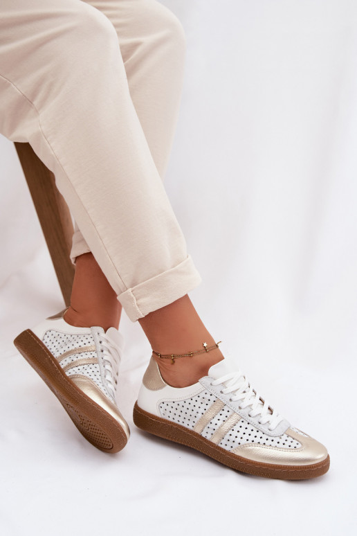 Āda Ažūrs Sneakers modeļa apavi Sieviešu Zazoo N1318 pelēkas -Zelta krāsas