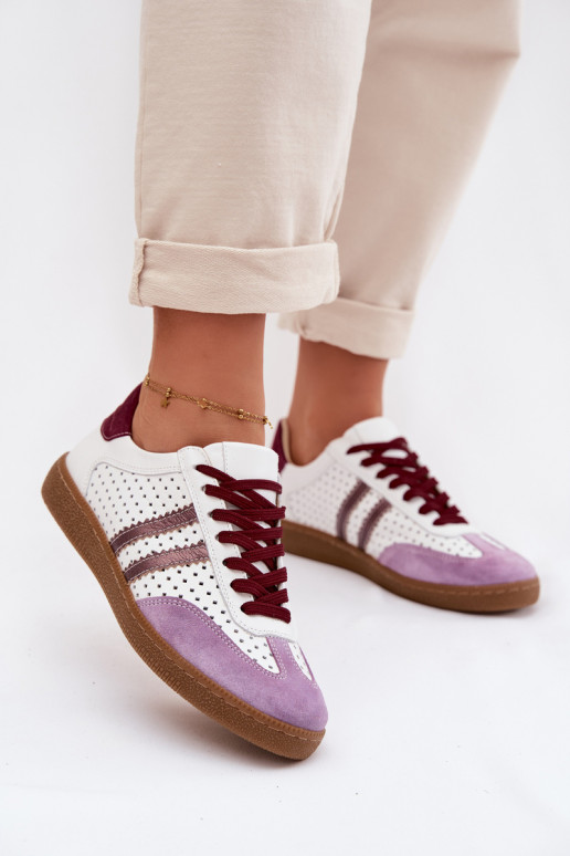 Āda Ažūrs Sneakers modeļa apavi Sieviešu Zazoo N1318 Baltas-Violeta krāsa