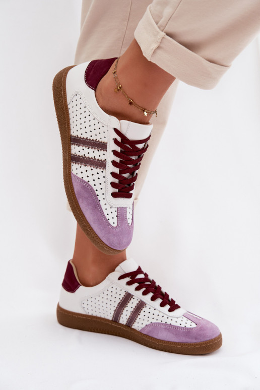Āda Ažūrs Sneakers modeļa apavi Sieviešu Zazoo N1318 Baltas-Violeta krāsa