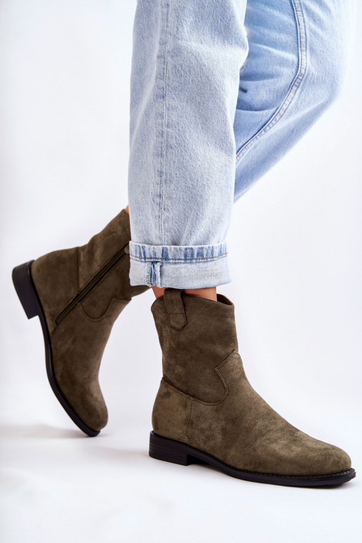 Zamšādas sieviešu zābaki Zaļas krāsas Fiorenz