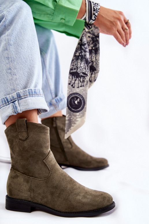 Zamšādas sieviešu zābaki Zaļas krāsas Fiorenz