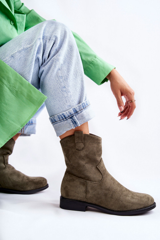 Zamšādas sieviešu zābaki Zaļas krāsas Fiorenz