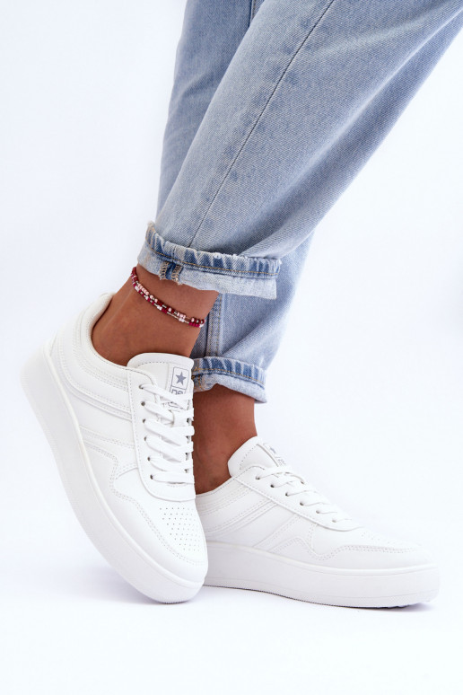 sporta apavi Sieviešu ar platformu baltas krāsas Pudina