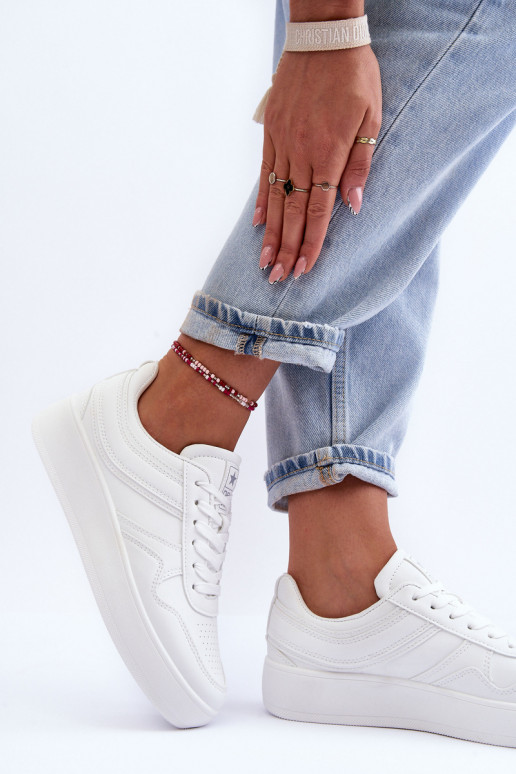 sporta apavi Sieviešu ar platformu baltas krāsas Pudina