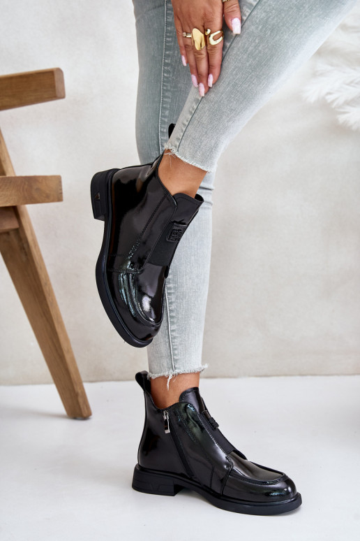 Āda Laque Sieviešu puszābaki Uz pili D&A JC42-24 melnas krāsas