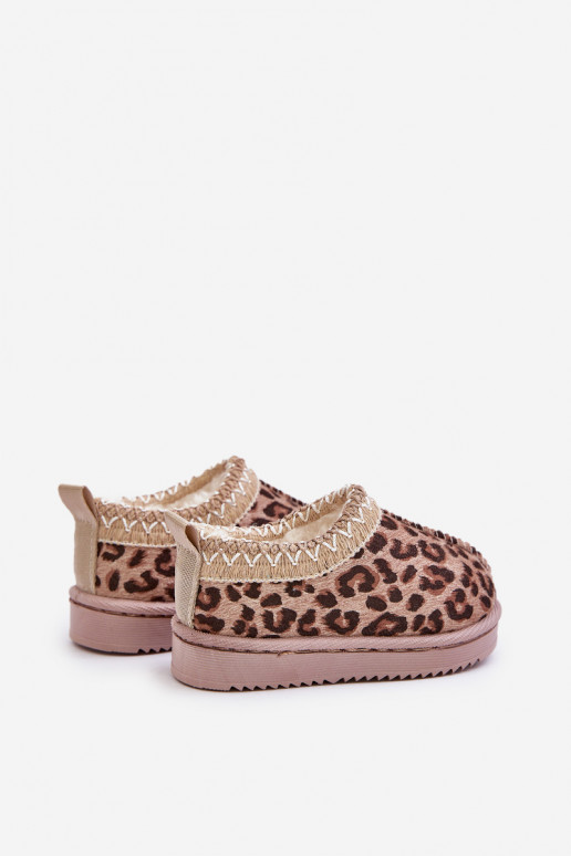 sniega apavi Sieviešu puszābaki Bērnu apavi ar leoparda kažokādas rakstu ar platformu siltināti ar kažokādu brūnas krāsas Vilabr