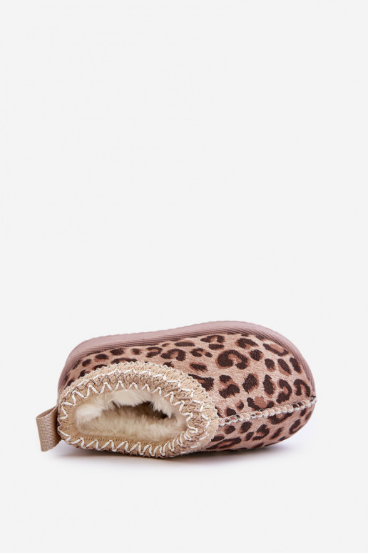 sniega apavi Sieviešu puszābaki Bērnu apavi ar leoparda kažokādas rakstu ar platformu siltināti ar kažokādu brūnas krāsas Vilabr