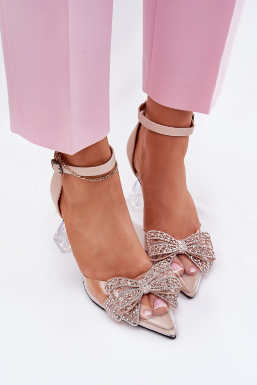 Eleganta stila Kurpes ar bantītēm Vinceza 62212 smilšu krāsas