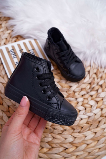 Bērnu apavi siltināti tõmblukuga melnas krāsas Filemon