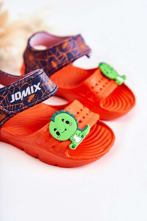 Gaisma Vieglas čības uz pirksta Bērnu sandales ar lipīgām aizdarēm oranžas krāsas Asti