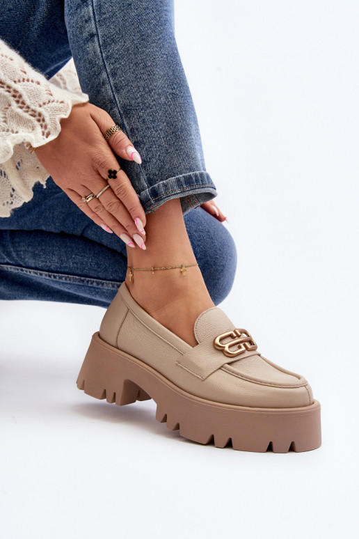 Zazoo 20164 Sieviešu Mokasīni Izgatavota no dabīgas ādas smilšu krāsas