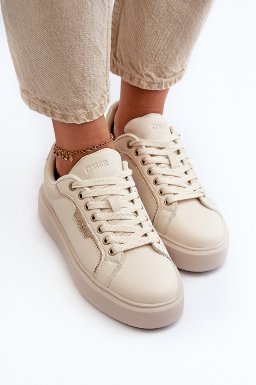 Sneakers modeļa apavi Sieviešu Big Star NN274334 Memory Foam System smilšu krāsas
