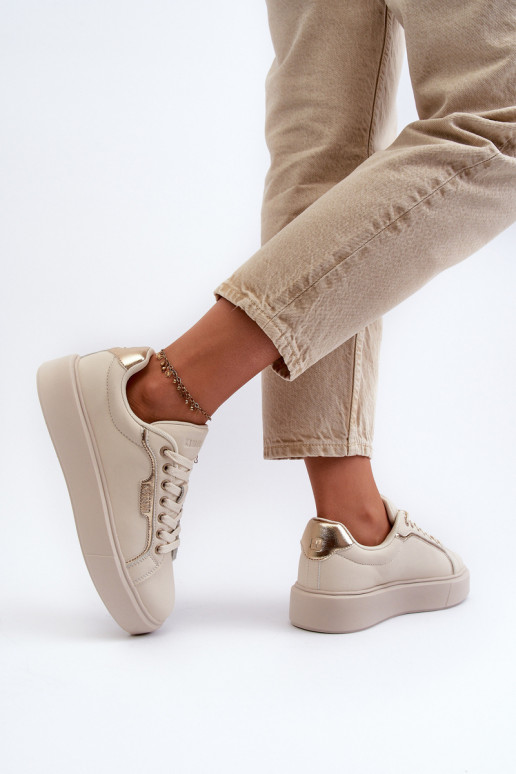 Sneakers modeļa apavi Sieviešu Big Star NN274334 Memory Foam System smilšu krāsas