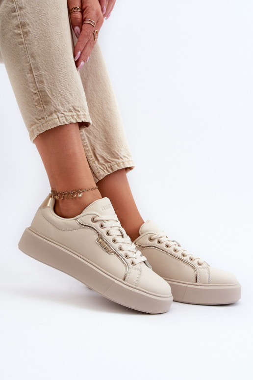 Sneakers modeļa apavi Sieviešu Big Star NN274334 Memory Foam System smilšu krāsas