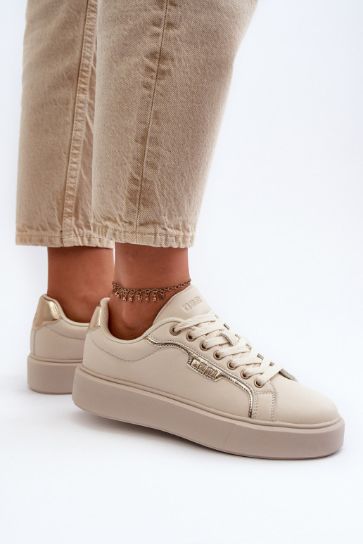 Sneakers modeļa apavi Sieviešu Big Star NN274334 Memory Foam System smilšu krāsas