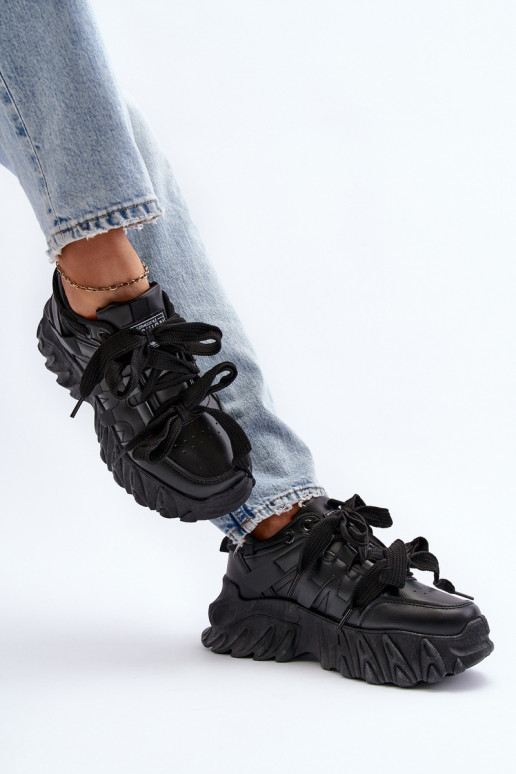 Sneakers modeļa apavi Sieviešu Uz masīvas zoles melnas krāsas Ellerai