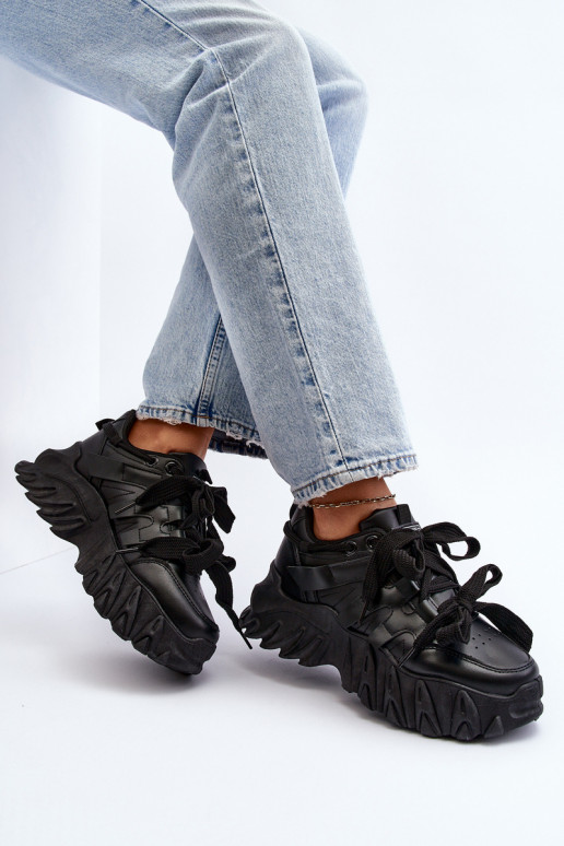 Sneakers modeļa apavi Sieviešu Uz masīvas zoles melnas krāsas Ellerai