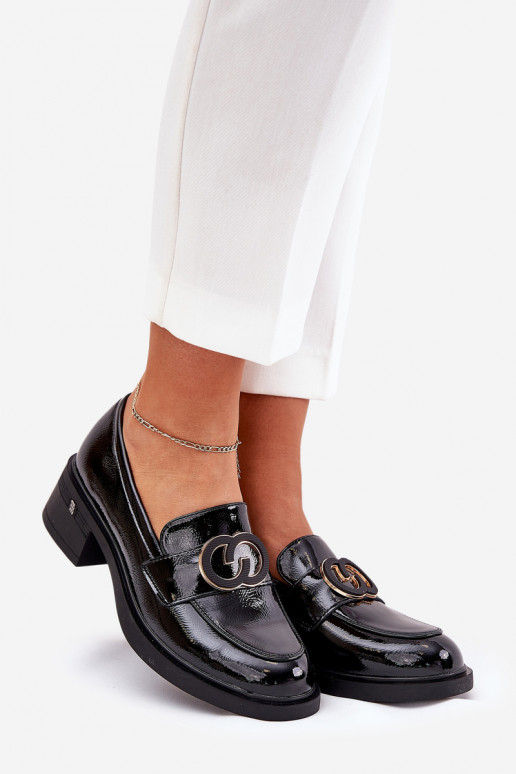 Laque Āda Mokasīni ar papēdi Vinceza 18102 melnas krāsas