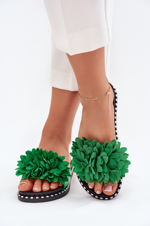 sieviešu čības Ozdobione Ziedsami Zaļas krāsas Cellanen