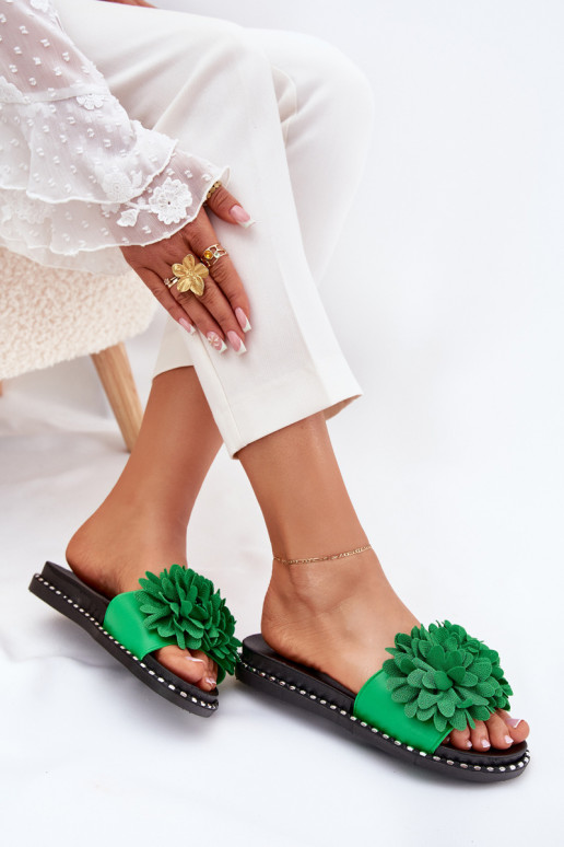 sieviešu čības Ozdobione Ziedsami Zaļas krāsas Cellanen