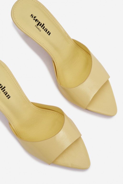 Sieviešu dzeltenas lakuotas čības ar papēžiem Lirissa