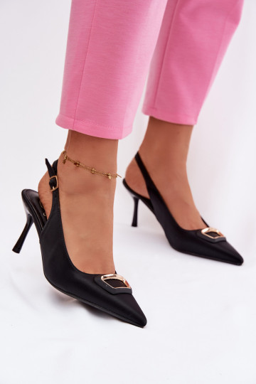 augstpapēžu basenes Sieviešu dekorēti melnas krāsas Palerine 2