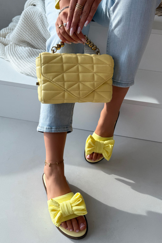 sieviešu čības ar platiem papēžiem ar bantītēm Dzelteni Amivelle