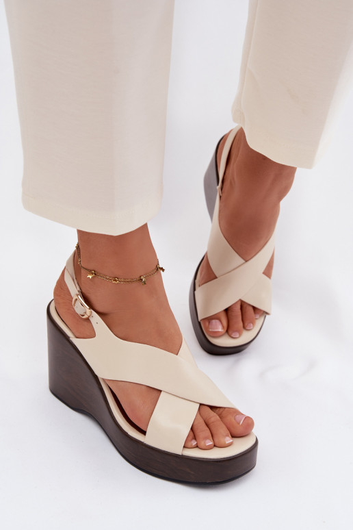 Sieviešu basenes no eko ādas Ieslēgts buskinie smilšu krāsas Janivra