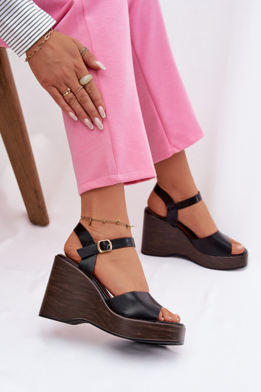 Sieviešu basenes Uz Ķīļa Eko Āda melnas krāsas Parilisse