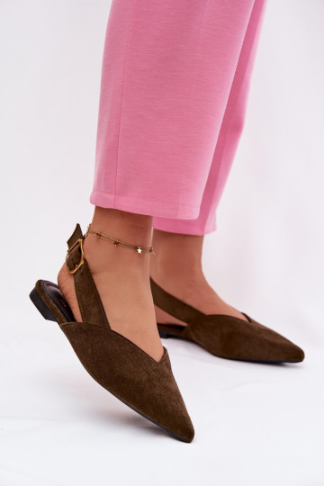 Balerīnas Ar zelta sprādzi Eko zamšādaoIne Zaļas krāsas Palerra