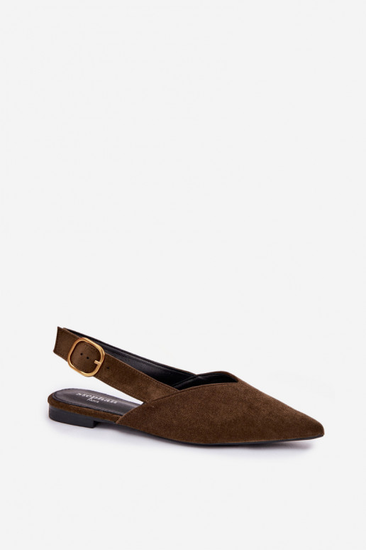 Balerīnas Ar zelta sprādzi Eko zamšādaoIne Zaļas krāsas Palerra