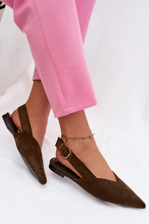 Balerīnas Ar zelta sprādzi Eko zamšādaoIne Zaļas krāsas Palerra