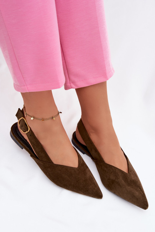 Balerīnas Ar zelta sprādzi Eko zamšādaoIne Zaļas krāsas Palerra