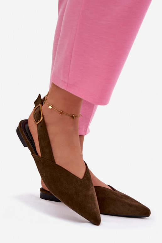 Balerīnas Ar zelta sprādzi Eko zamšādaoIne Zaļas krāsas Palerra