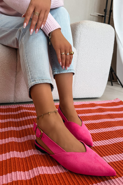 Balerīnas Ar zelta sprādzi Eko zamšādaoIne Rozā krāsas Palerra