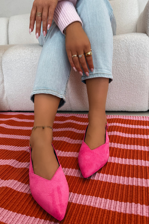 Balerīnas Ar zelta sprādzi Eko zamšādaoIne Rozā krāsas Palerra