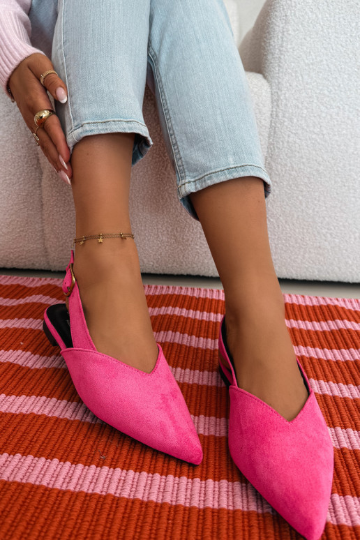 Balerīnas Ar zelta sprādzi Eko zamšādaoIne Rozā krāsas Palerra