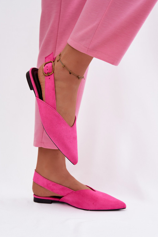 Balerīnas Ar zelta sprādzi Eko zamšādaoIne Rozā krāsas Palerra