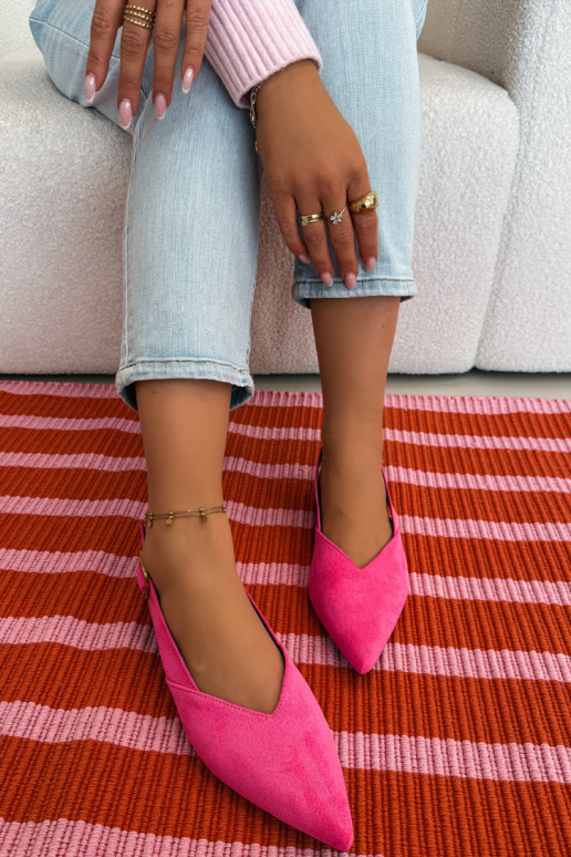 Balerīnas Ar zelta sprādzi Eko zamšādaoIne Rozā krāsas Palerra