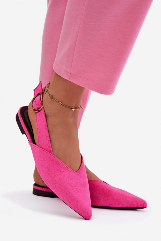 Balerīnas Ar zelta sprādzi Eko zamšādaoIne Rozā krāsas Palerra