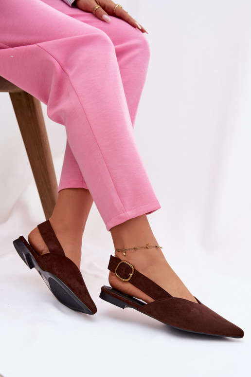 Balerīnas Ar zelta sprādzi Eko zamšādaoIne CzekoladoIne Palerra