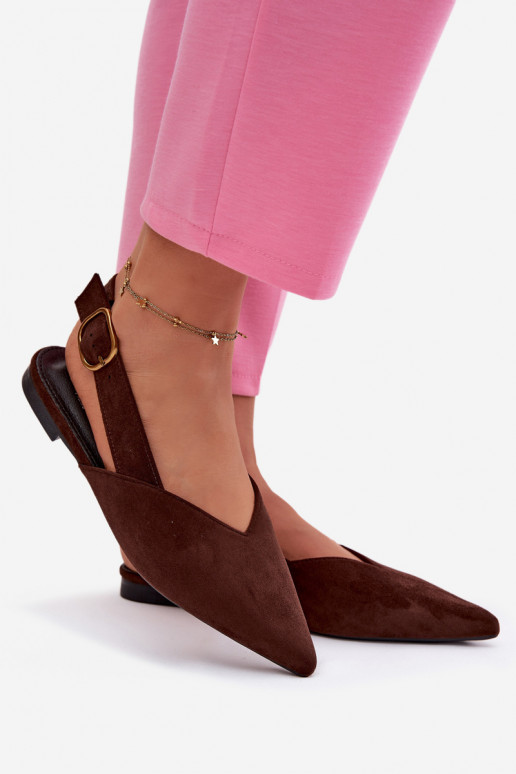 Balerīnas Ar zelta sprādzi Eko zamšādaoIne CzekoladoIne Palerra