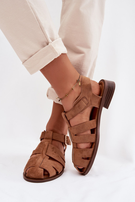 Sieviešu basenes Rzymianki Ar zelta sprādzi brūnas krāsas Janessa