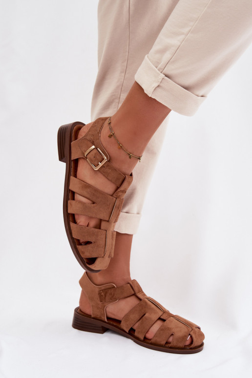 Sieviešu basenes Rzymianki Ar zelta sprādzi brūnas krāsas Janessa