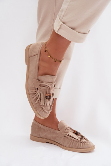 sieviešu mokasīni ar bārkstīm I Koraļļiikami smilšu krāsas Teressa