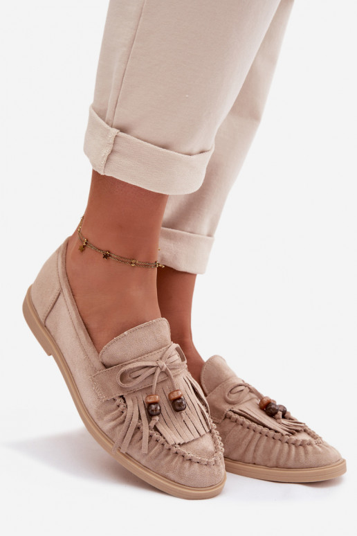 sieviešu mokasīni ar bārkstīm I Koraļļiikami smilšu krāsas Teressa